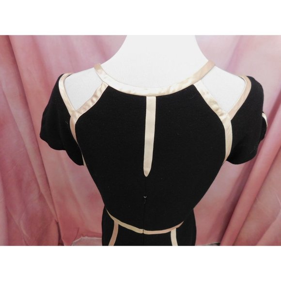 Anthropologie Dress Women's 10 Black Cream Yoanna Baraschi Sheath Ponte - Picture 5 of 10